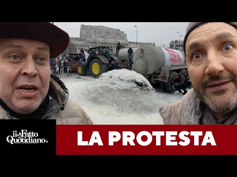 Mercosur, gli agricoltori sversano il latte in strada a Milano. “Traditi dal governo”
