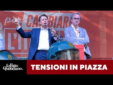 Napoli, contestazioni e proteste al comizio del campo largo al grido: “lavoro, lavoro”